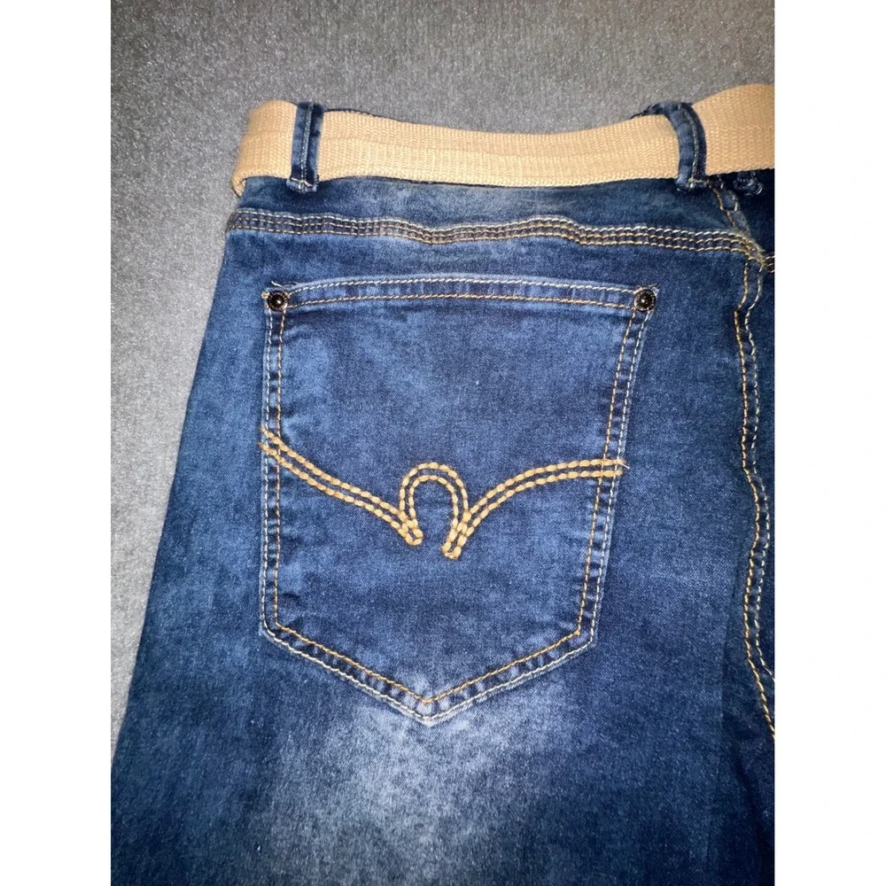Rocawear Mens Flex Denim Slim Skinny Jeans Indigo Cloud W34 L30 With Belt RWJ009